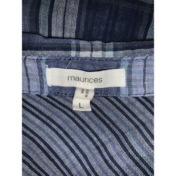 Maurices Sz LARGE Double Cloth Shirt Button Up Blue Plaid Pocket 100% Cotton EUC - Picture 7 of 10